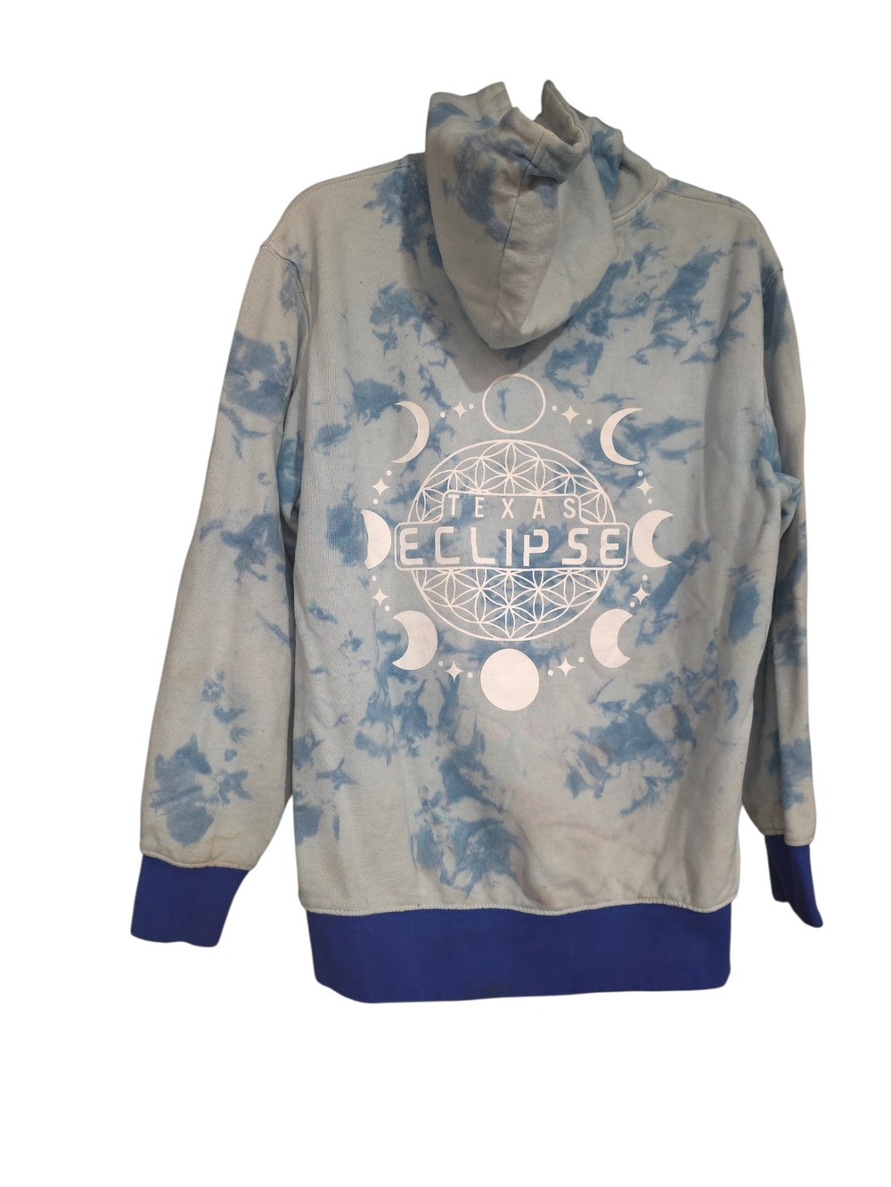 Eclipse Texas Tie-Dye Blue & White Moon Graphic Hoodie
